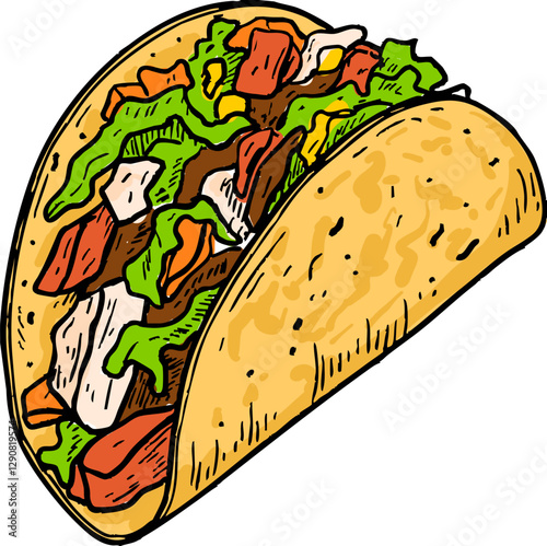 Taco Vector Illustration in Detailed Artistic Style