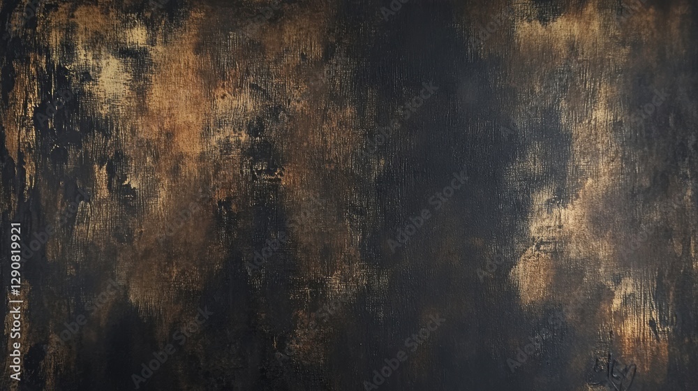 Fototapeta premium Textured dark wall backdrop with gold and brown abstract patterns, perfect for artistic projects, design presentations, and creative backgrounds.