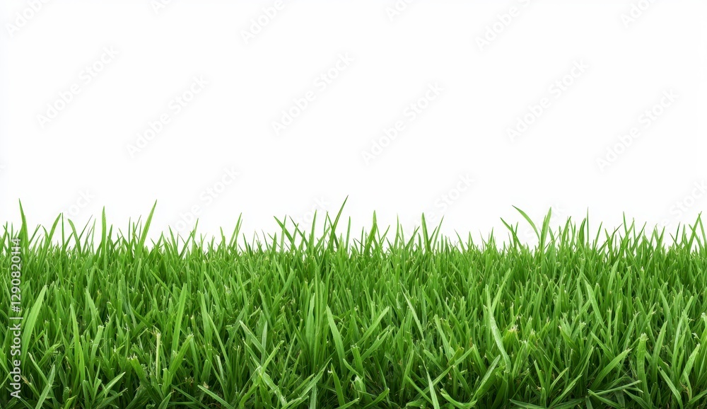 Obraz premium Vibrant Green Grass Blades on White Background