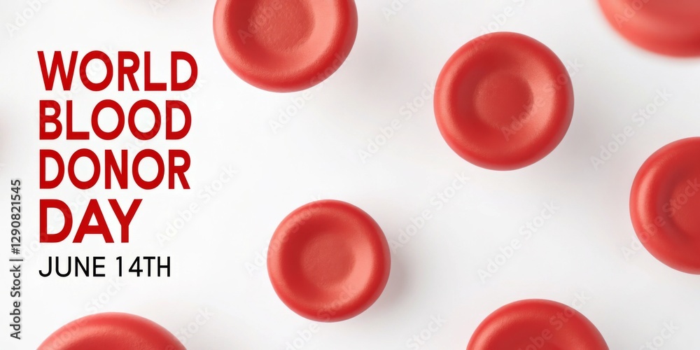 World Blood Donor Day Poster with Red Blood Cells on White Background
World Blood Donor Day Poster with Red Blood Cells on White Background