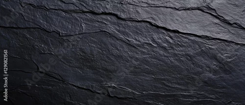 Panel kuchenny z motywem Textured black slate stone surface, natural rock pattern, mineral background for design, construction, and real estate projects. Dark abstract wall backdrop.