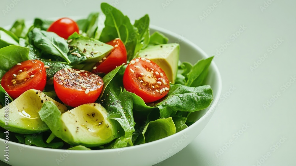 Fresh salad with vibrant tomatoes and crisp greens showcases hea Fresh salad with vibrant tomatoes and crisp greens showcases hea