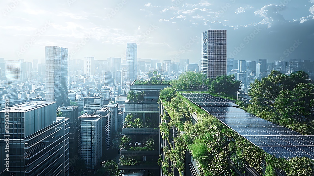 Obraz premium Eco-Friendly Cityscape Sustainable Urban Development.