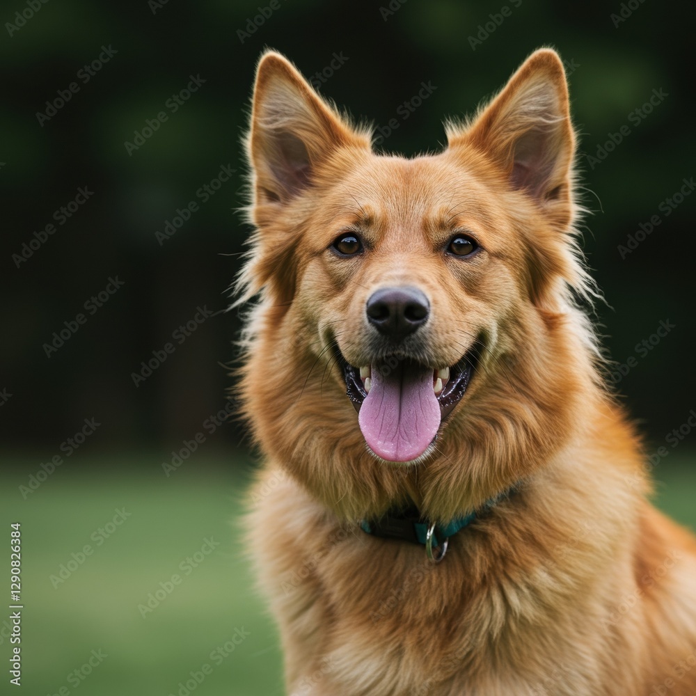 Happy Golden Dog Smiling in a Green Park Setting - Perfect for Pet Lover Campaigns and Animal Care Promotions Happy Golden Dog Smiling in a Green Park Setting - Perfect for Pet Lover Campaigns and Animal Care Promotions
