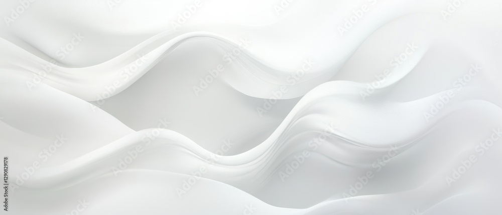 Soft white fabric waves, elegant flowing texture, light and airy backgrounds, clean minimalist design, smooth textile pattern, chic decor inspiration.