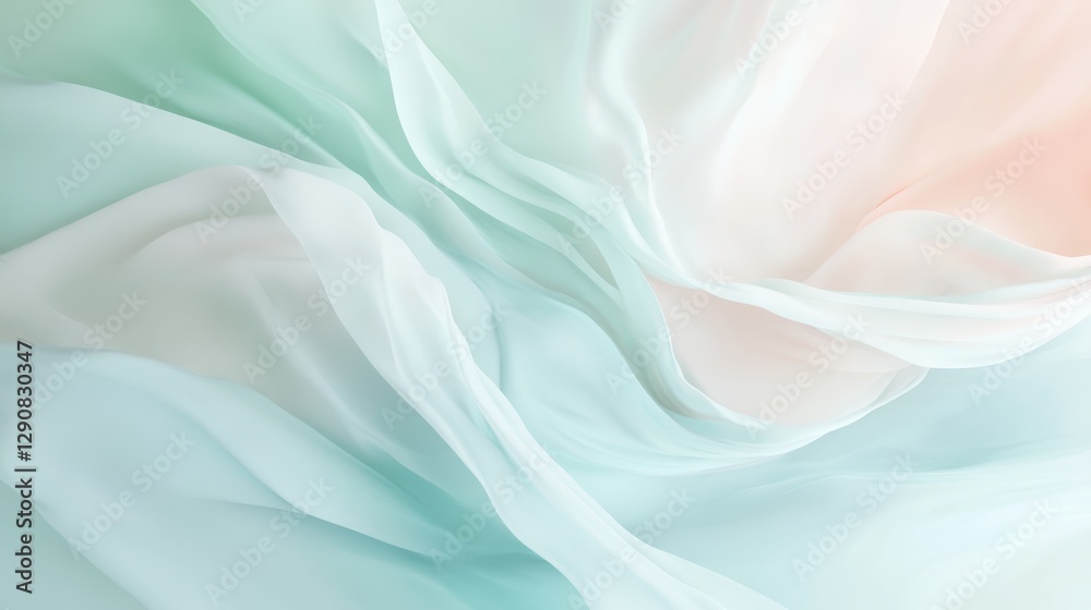 Obraz premium Soft pastel fabric textures for backgrounds, flowing silk material in gentle hues, abstract fabric design, dreamy wallpaper, light and airy textile patterns.