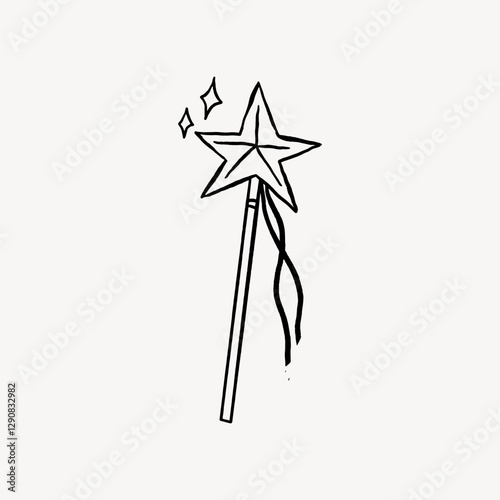 Magic wand doodle collage element vector