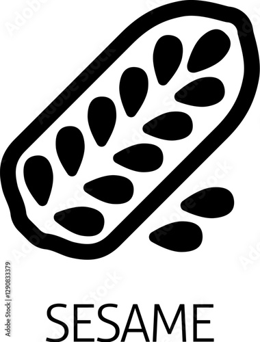 A sesame seed and capsule pod food allergen icon concept. Possibly an icon for the allergen or allergy.