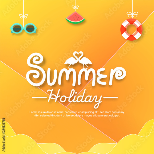 Summer holiday end of season suitable for greeting card and banner.