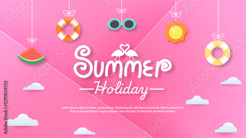 Summer holiday end of season suitable for greeting card and banner.