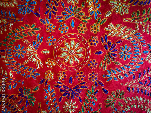 Ethnic Nakshi Kantha Stitching. Bengali Embroidery Motifs, Seamless Textures, and Cultural Art of Bangladesh