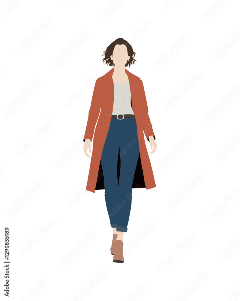 Flat vector people and illustration, woman with casual outfit Flat vector people and illustration, woman with casual outfit