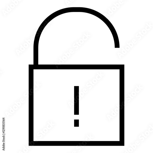 Open padlock icon with exclamation point for security notification design