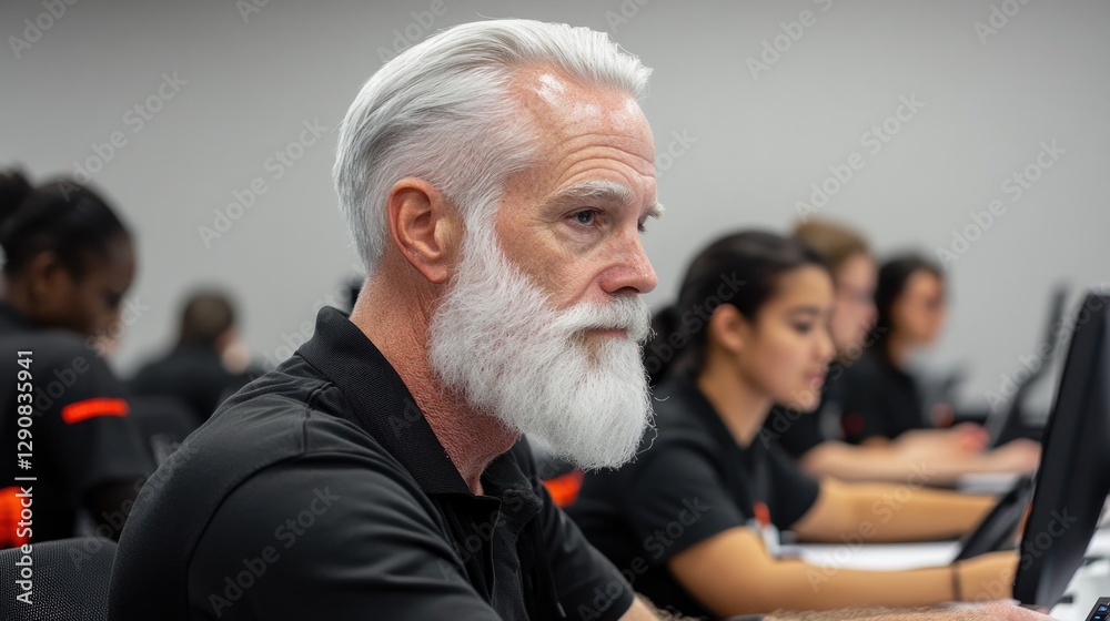 Focused expressions in tech training environment showcase divers Focused expressions in tech training environment showcase divers