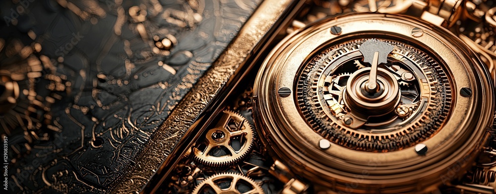 Online Fraud Prevention, Intricate Steampunk Mechanisms with Digital Elements in a Cybersecurity Theme Online Fraud Prevention, Intricate Steampunk Mechanisms with Digital Elements in a Cybersecurity Theme