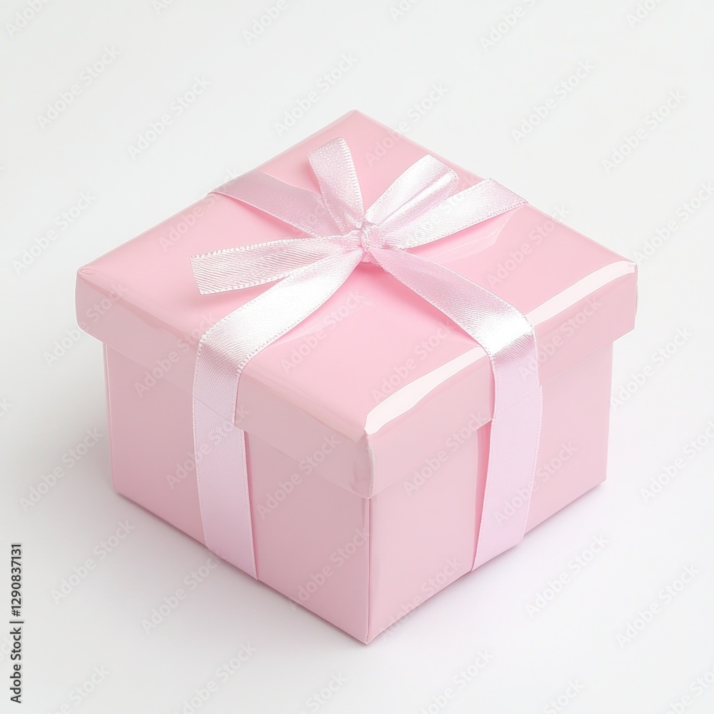 Obraz premium Pink gift box on white background (1)