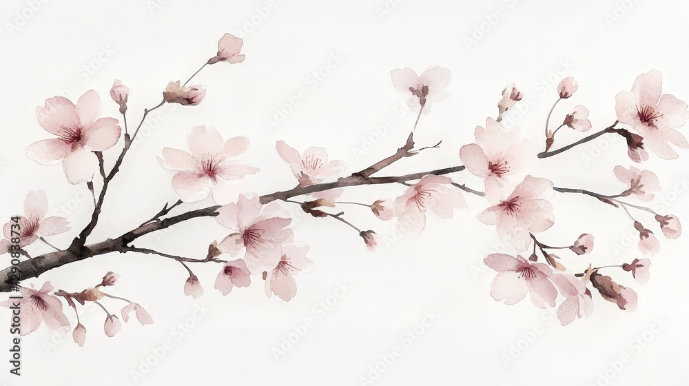 A delicate watercolor illustration of cherry blossom branches in soft pink hues. A delicate watercolor illustration of cherry blossom branches in soft pink hues.