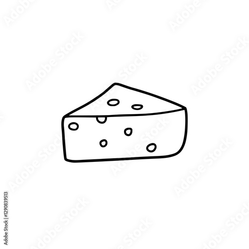 A cartoon, illustrated wedge of cheese with holes, on a white background.