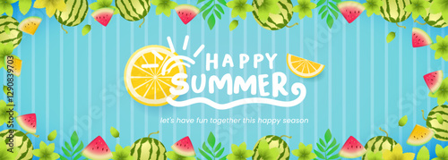 Happy Summer end of season suitable for greeting cards and banner, with attractive summer design elements.