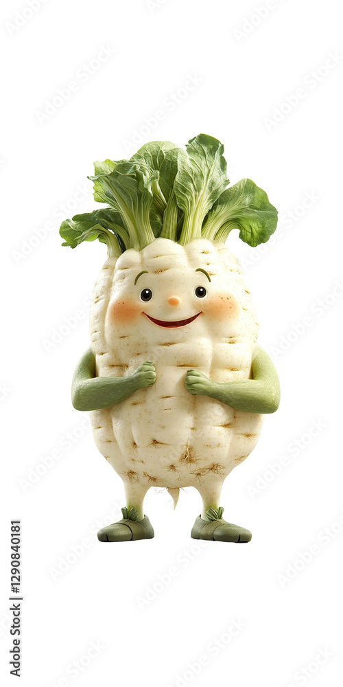 Naklejka premium Happy Turnip Character Illustration Cute Vegetable Cartoon