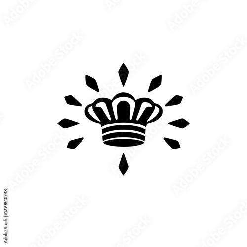 Chef's Hat and Sunburst: A black and white minimalist representation of culinary excellence.