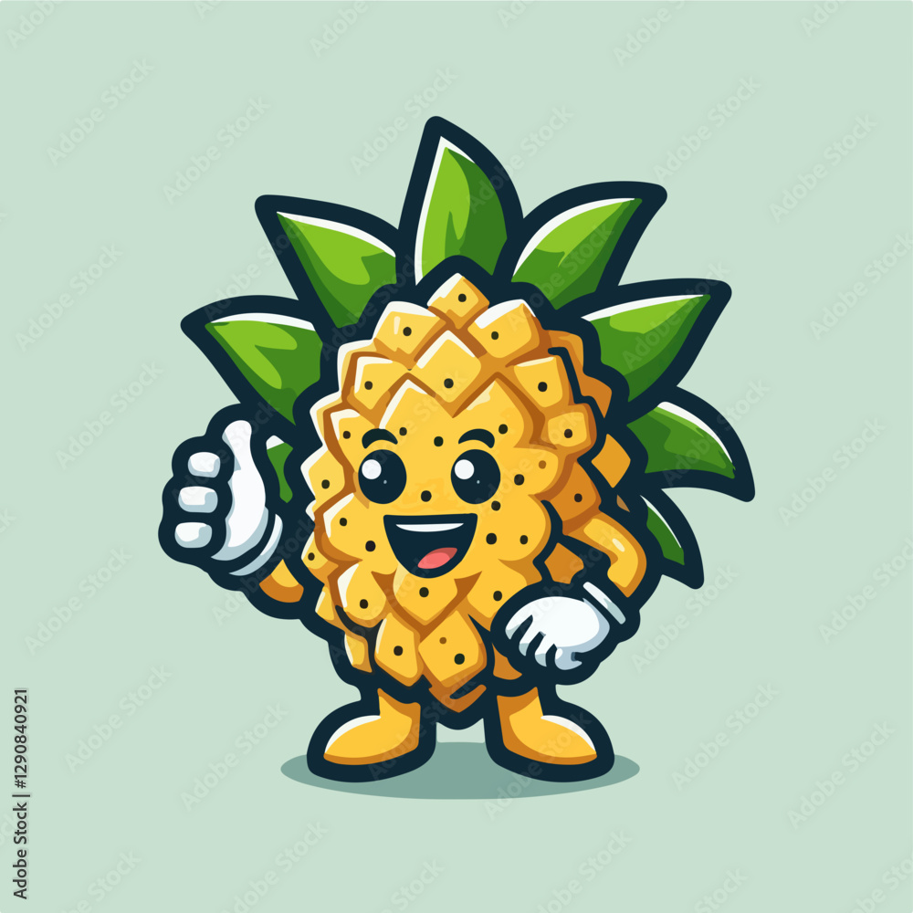 Jackfruit Cheerful Pineapple Mascot: A vibrant, smiling pineapple character with a thumbs-up gesture, embodying health, tropical vibes, and fun. Jackfruit Cheerful Pineapple Mascot: A vibrant, smiling pineapple character with a thumbs-up gesture, embodying health, tropical vibes, and fun.