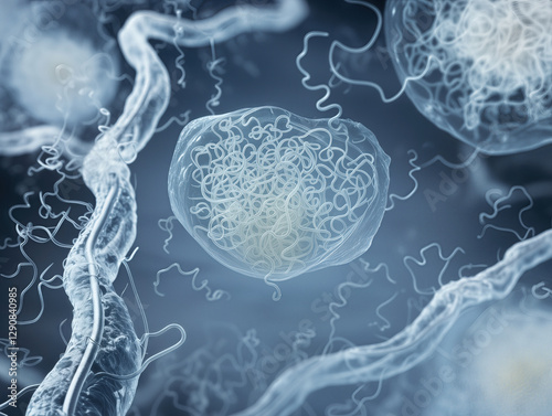 Borrelia burgdorferi – a microaerophilic Gram-negative bacterium with a spirochete shape, 0.3-0.5 µm in diameter and 20-30 µm in length. B. burgdorferi can form biofilms. photo