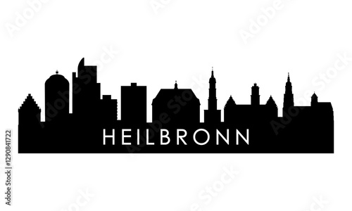 Heilbronn skyline silhouette. Black Heilbronn city design isolated on white background. 