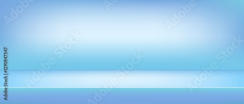 Background light blue shelf studio, color sky space room tabletop, vector illustration. Limbo countertop backdrop.