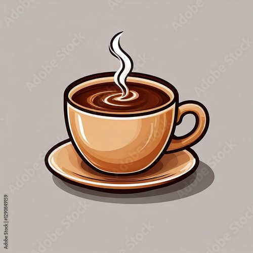 simple cup of coffee icon logo with cartoon illustration in high resolution