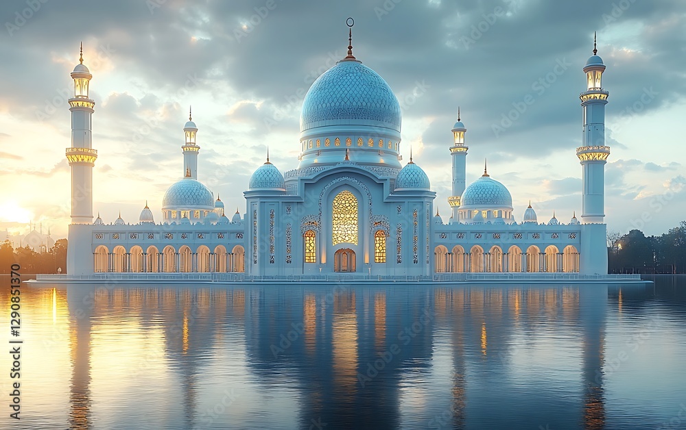 Obraz premium a white building with a blue dome and towers
