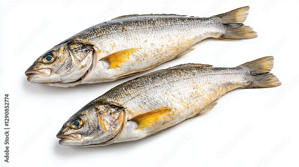 Two Fresh Raw Fish on White Background Two Fresh Raw Fish on White Background