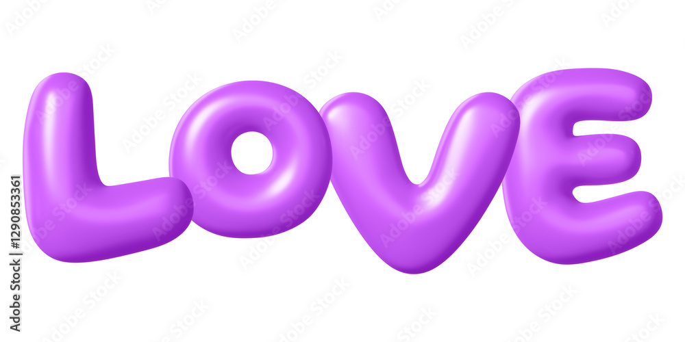 Love png 3D word sticker, purple balloon texture Love png 3D word sticker, purple balloon texture