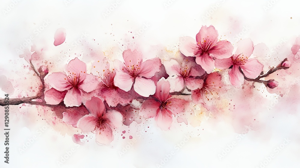 A delicate watercolor illustration of cherry blossoms on a branch, evoking spring and beauty. A delicate watercolor illustration of cherry blossoms on a branch, evoking spring and beauty.