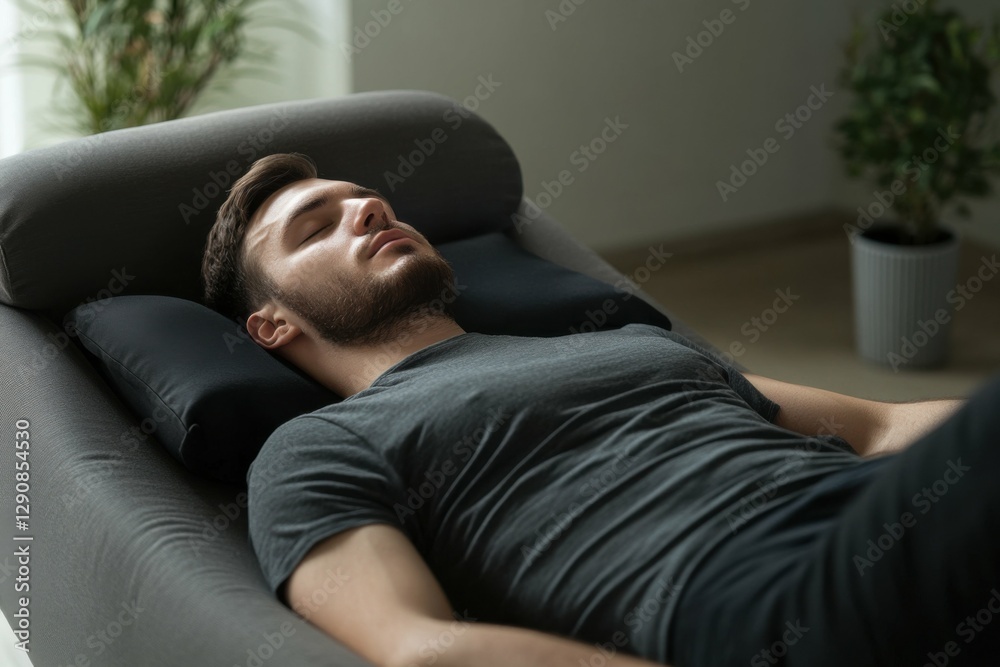 Hypnotherapy for Healing: Man in Couch During Therapy Session with Psychologist Hypnotherapy for Healing: Man in Couch During Therapy Session with Psychologist