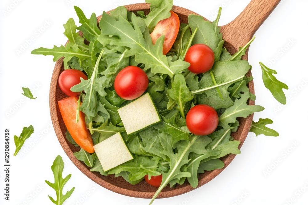 Fresh arugula salad with vibrant cherry tomatoes and crisp cucum Fresh arugula salad with vibrant cherry tomatoes and crisp cucum