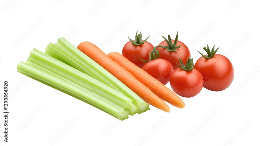 Fresh vegetables arranged artfully highlight vibrant colors and Fresh vegetables arranged artfully highlight vibrant colors and