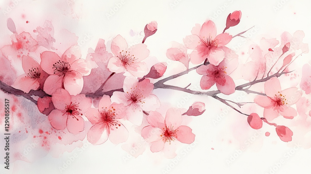 A delicate watercolor illustration of cherry blossoms on a branch, evoking springtime beauty. A delicate watercolor illustration of cherry blossoms on a branch, evoking springtime beauty.