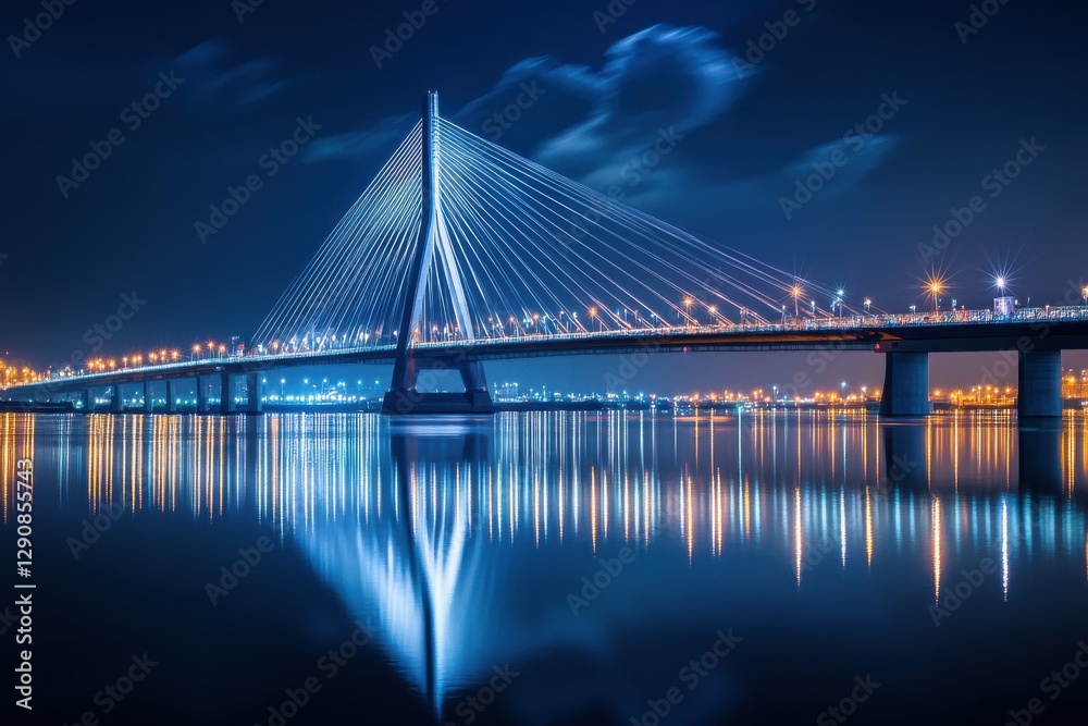 Obraz premium Incheon Twilight: Iconic Bridge Linking Cities of Korea's Evening Landscape