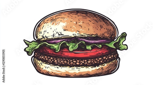 Hand Drawn Veggie Burger photo