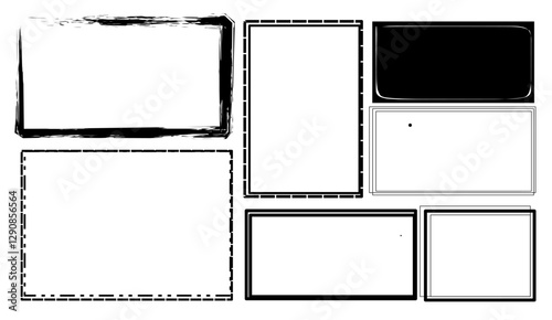 Wallpaper Mural Diverse black and white frame collection, rectangle and rounded shapes offering a variety of creative options for graphic design and artistic compositions Torontodigital.ca