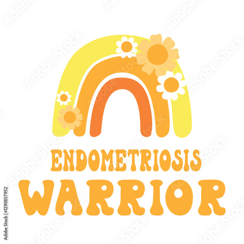 Endometriosis warrior lettering design. Support women with endometriosis. Raise awareness about uterus disabling disease. Vector design for sticker, poster, social media, t shirt.