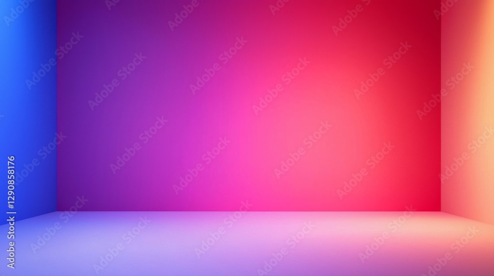 Fototapeta premium Colorful studio backdrop with red and blue walls for photography and videography purposes