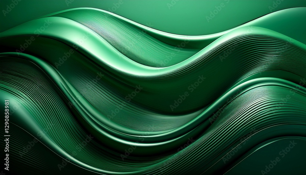 Abstract 3D Background of soft Waves in dark green Colors. Elegant Wallpaper Abstract 3D Background of soft Waves in dark green Colors. Elegant Wallpaper