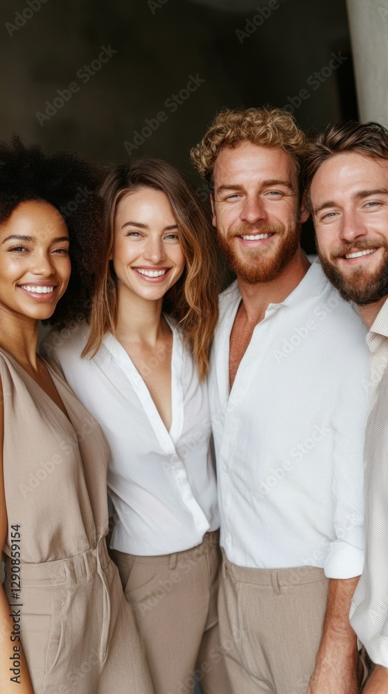 Diverse group of young adults smiling in neutral tones. National Internship Awareness Month Diverse group of young adults smiling in neutral tones. National Internship Awareness Month