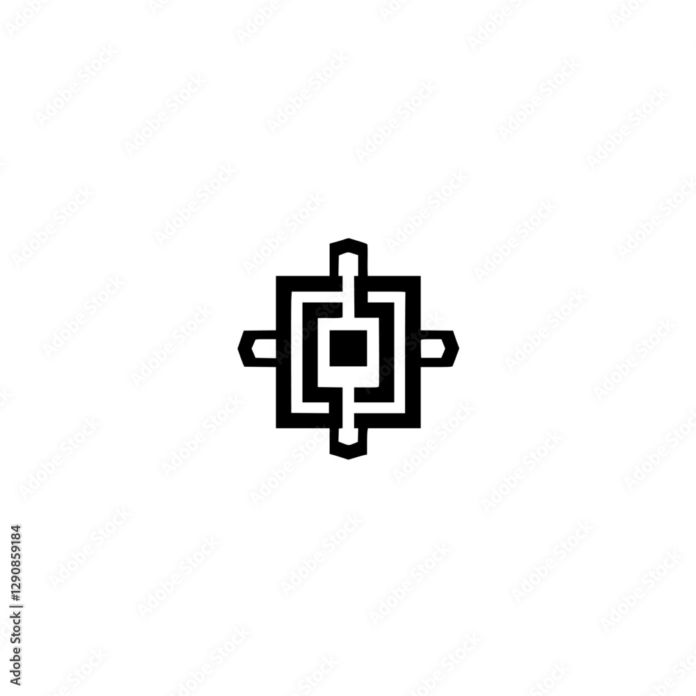 Obraz premium Black geometric abstract logo of a squared shape with a square in the center.