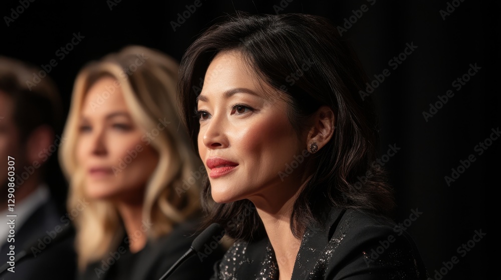 Asian female speaker in conference setting with focused expressions. Explore Your Career Options Week Asian female speaker in conference setting with focused expressions. Explore Your Career Options Week