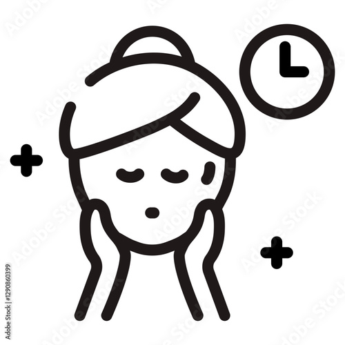 Woman applying sheet mask outline icon