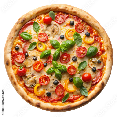 Delicious Veggie Pizza: Recipe & Images isolated on transparent background