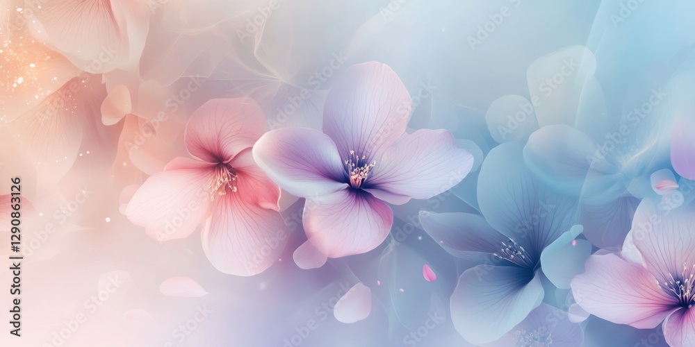 Fototapeta premium Close up of a vibrant pink and purple flower on a colorful background
